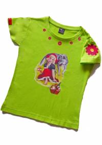 T-shirt-für Mädchen - Rotkäppchen, frecher Wolf - grün